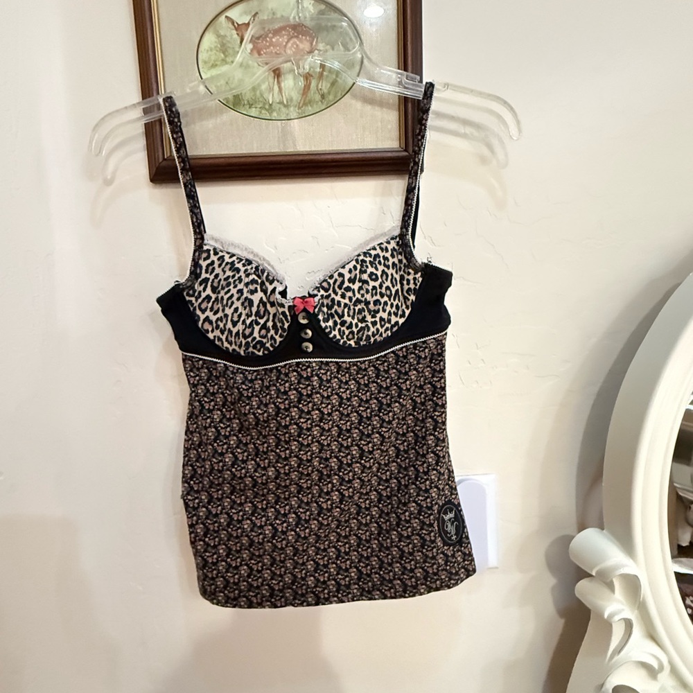 Vive Maria vintage leopard floral corset tank top.  Imported from Europe. Size M